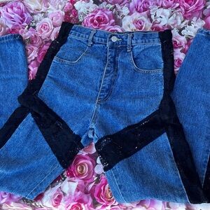 Rave Women's Skinny Jeans with Black Lace